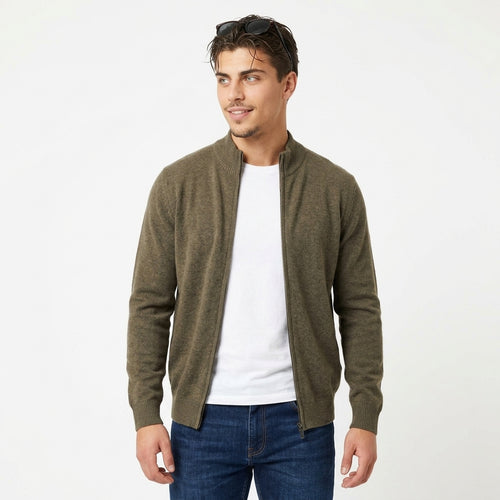 Cardigan à col montant 100 % laine mérinos