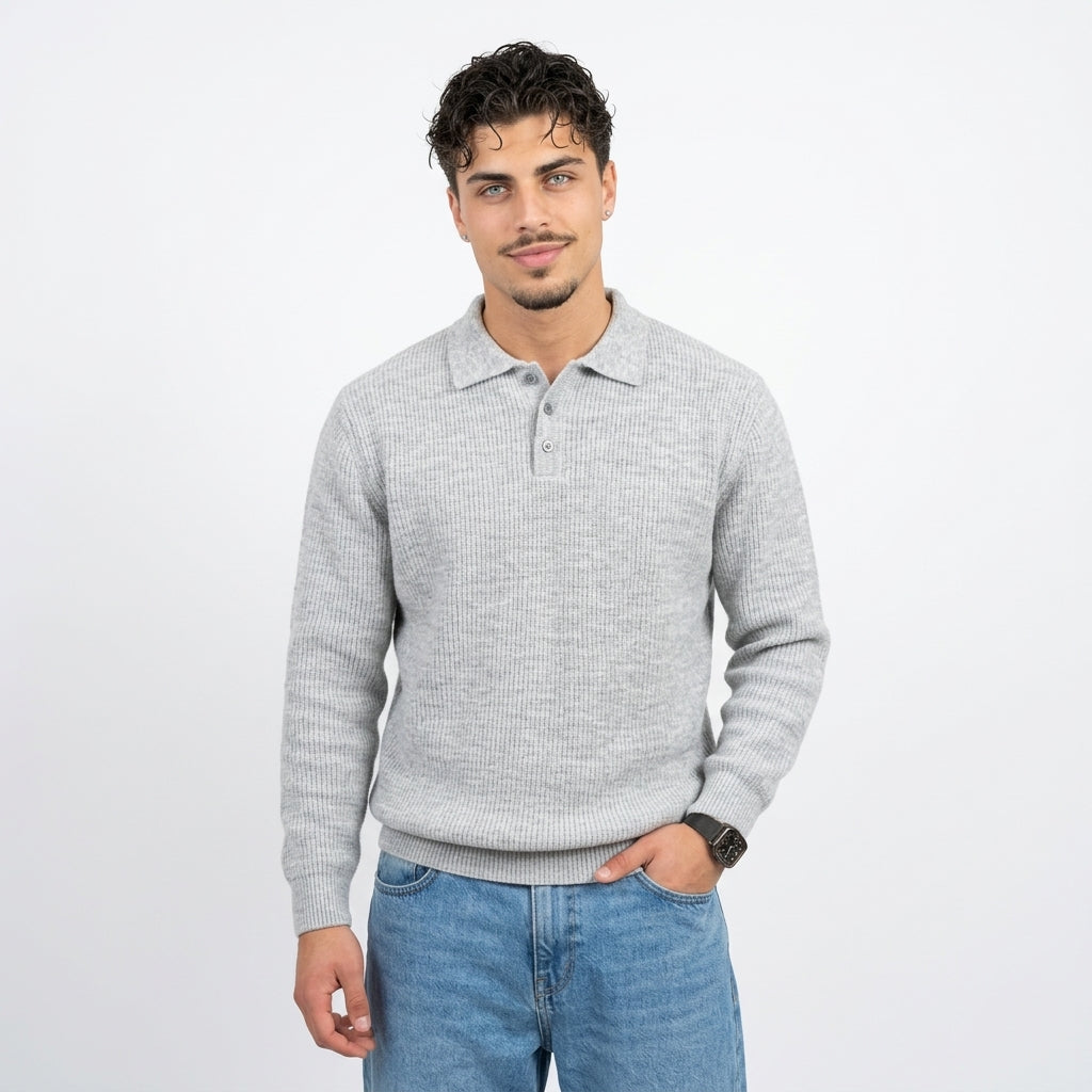 Men's Polo-Knit Sweater