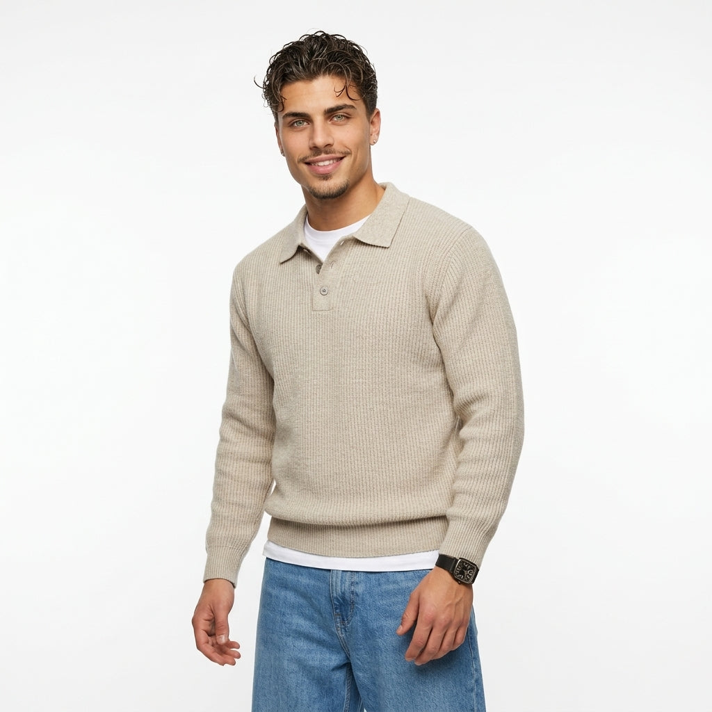 Men's Polo-Knit Sweater