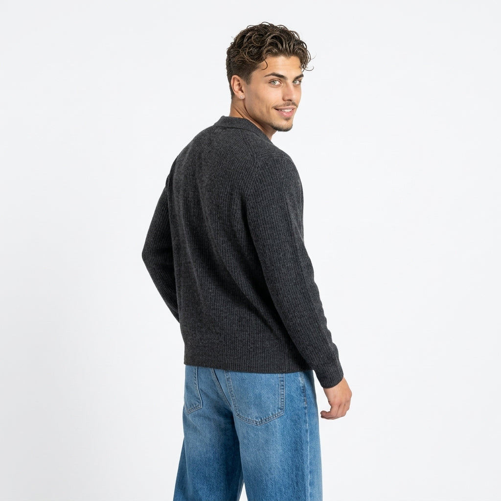 Men's Polo-Knit Sweater