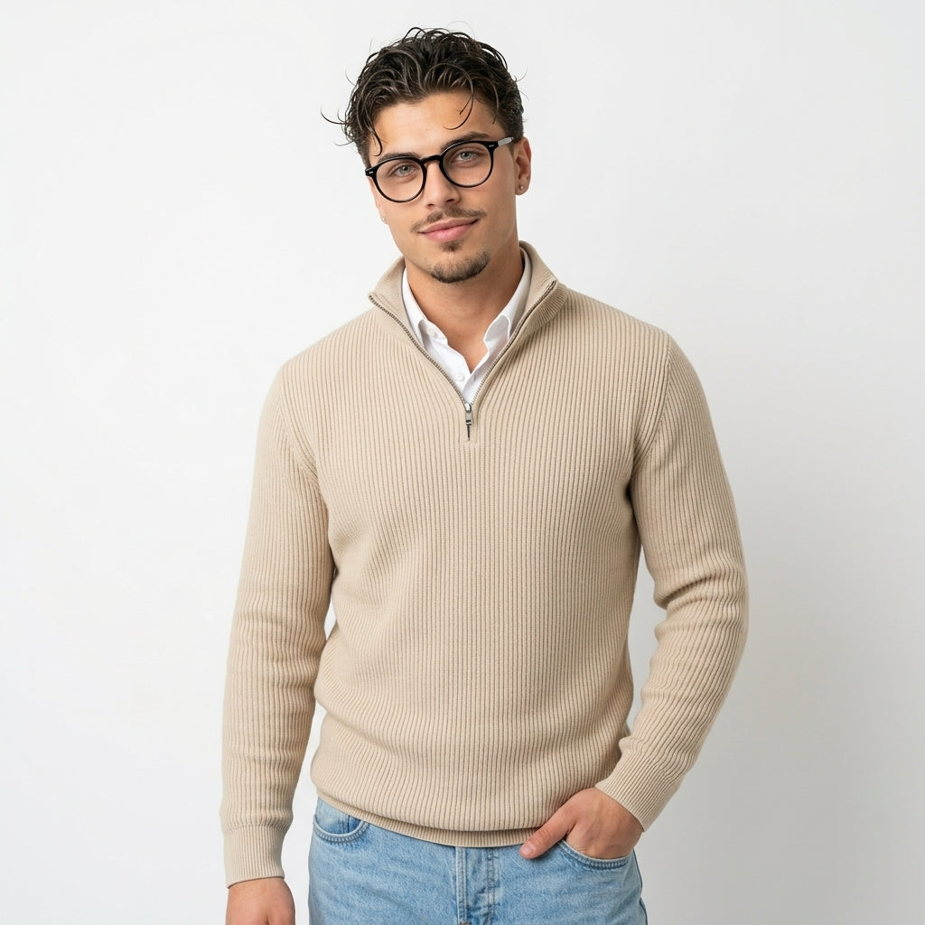 Men's half-zip knit sweater