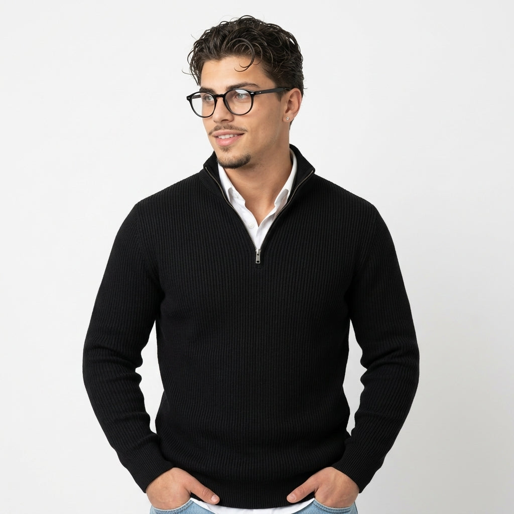 Men's half-zip knit sweater