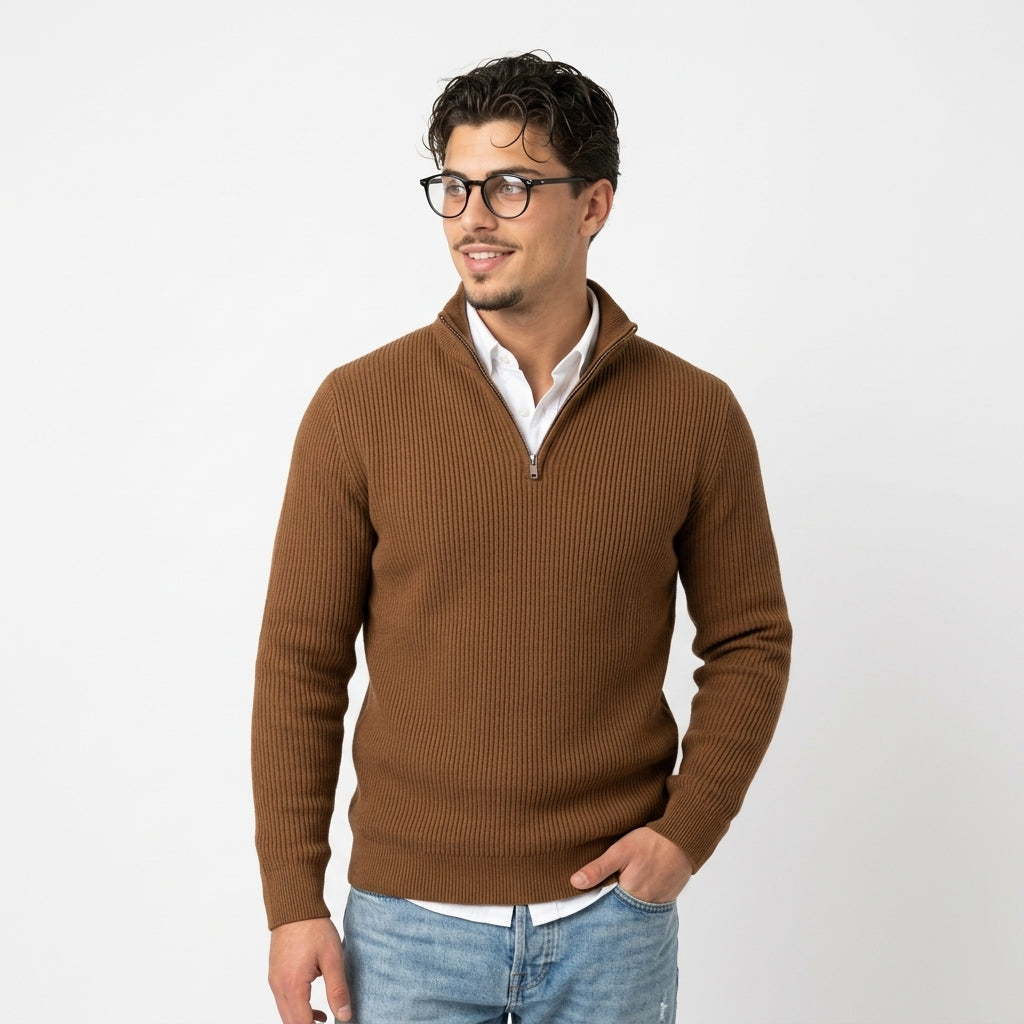 Men's half-zip knit sweater