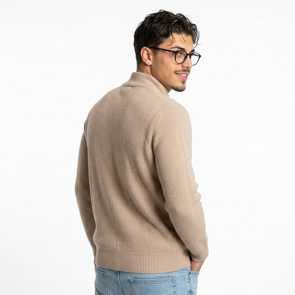 Men's half-zip knit sweater