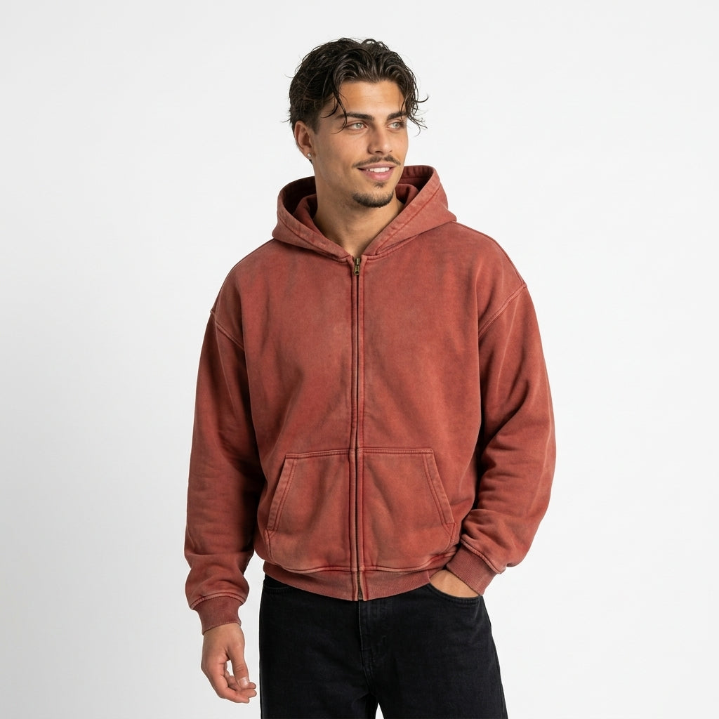 Hooded zip-up sweatshirt