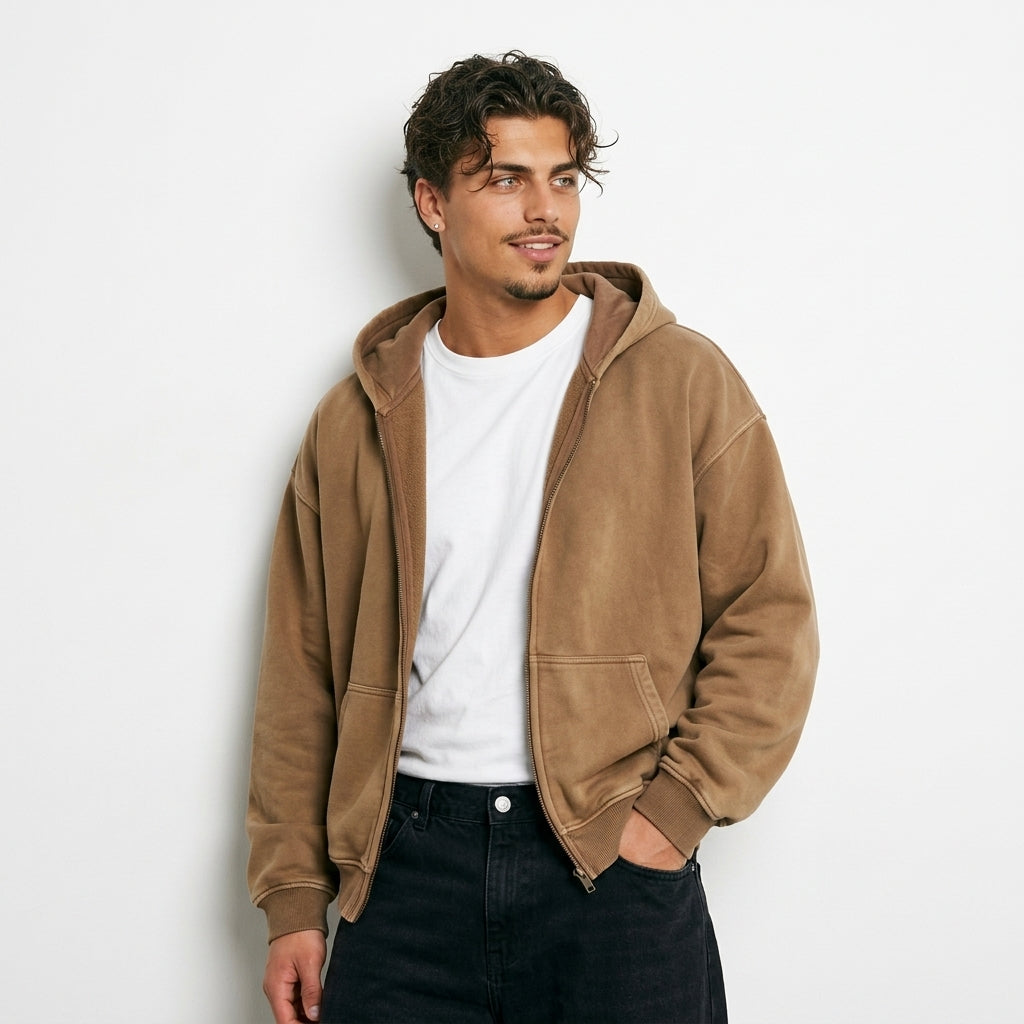 Hooded zip-up sweatshirt