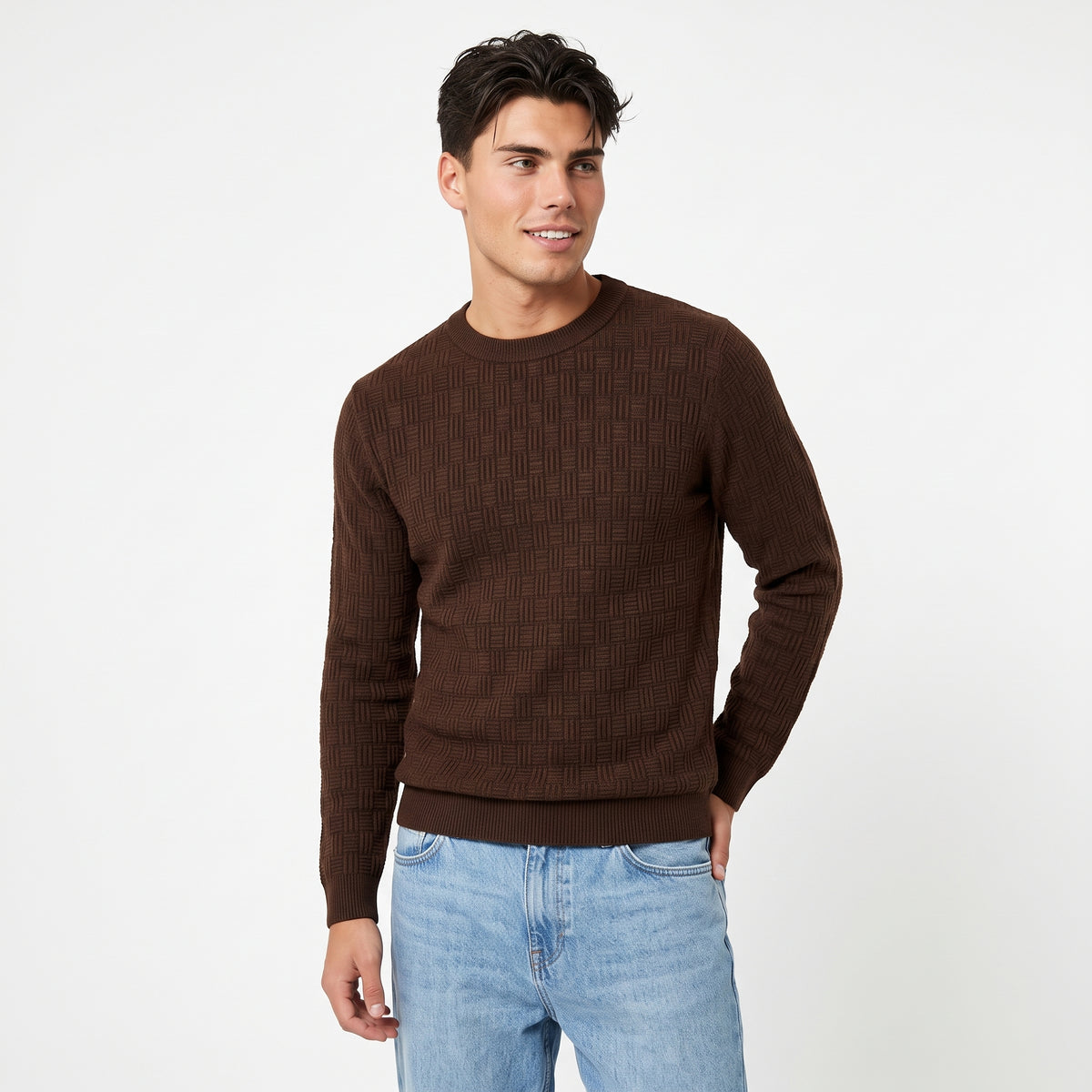 Men's Textured Crew-Neck Sweater