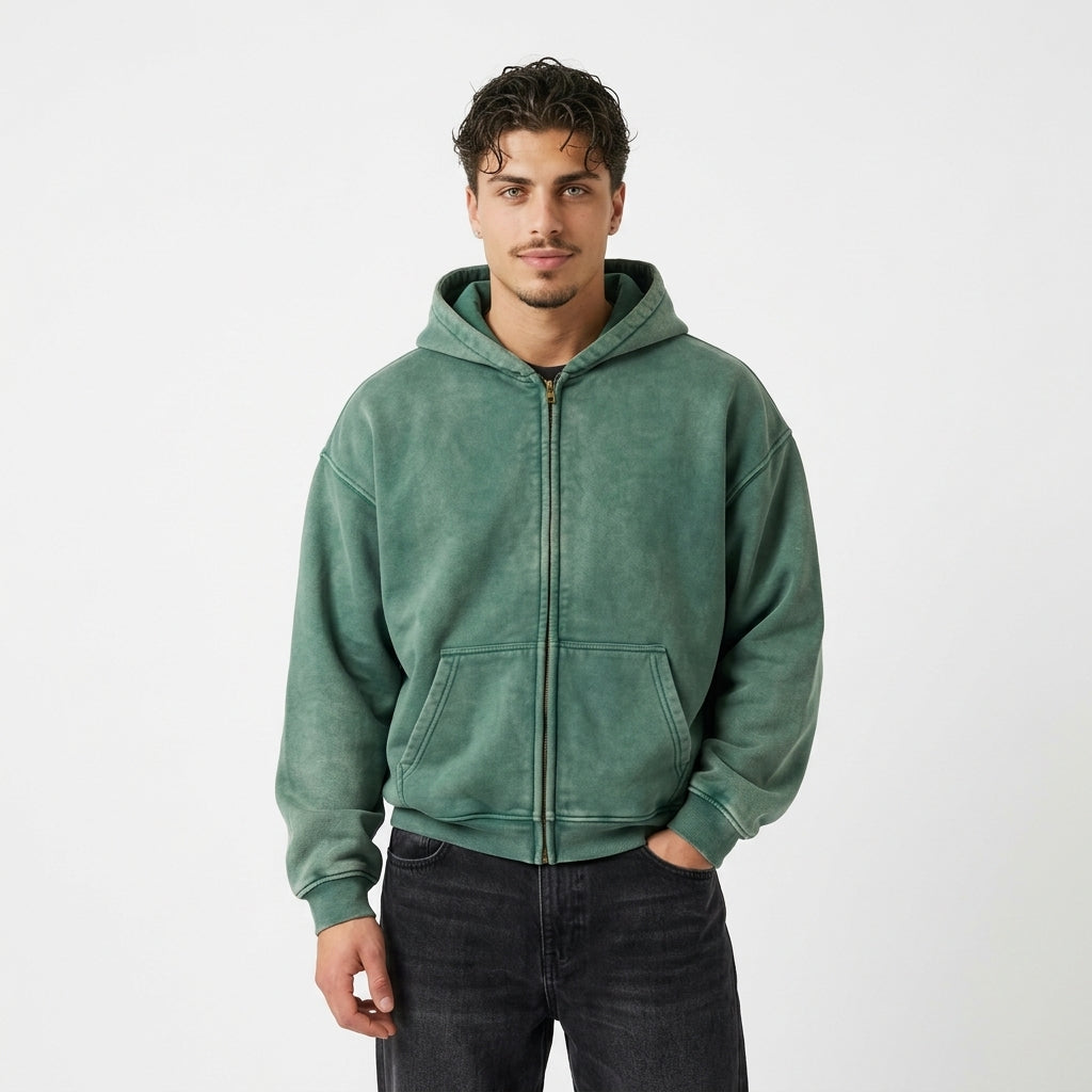 Hooded zip-up sweatshirt