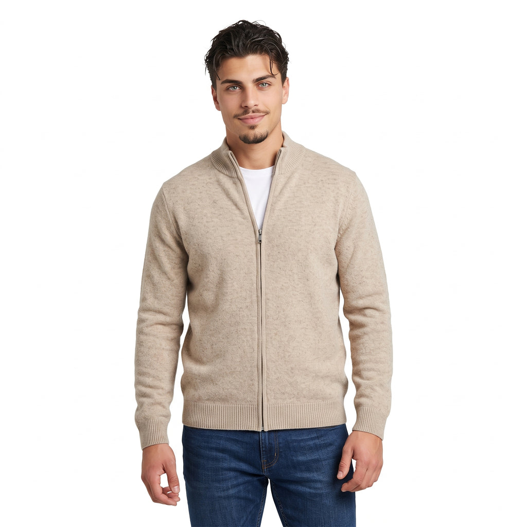 100% Merino Wool High-Neck Cardigan