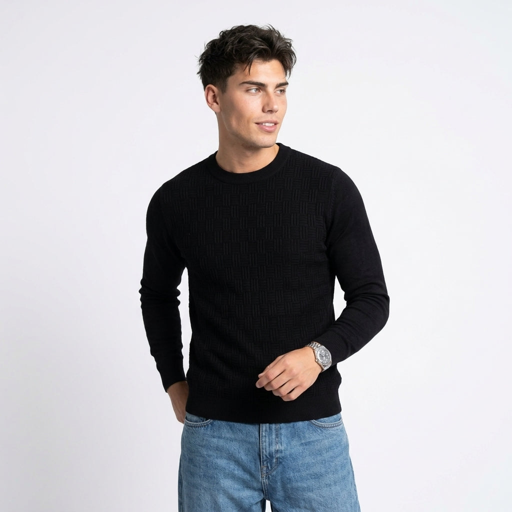 Men's Textured Crew-Neck Sweater