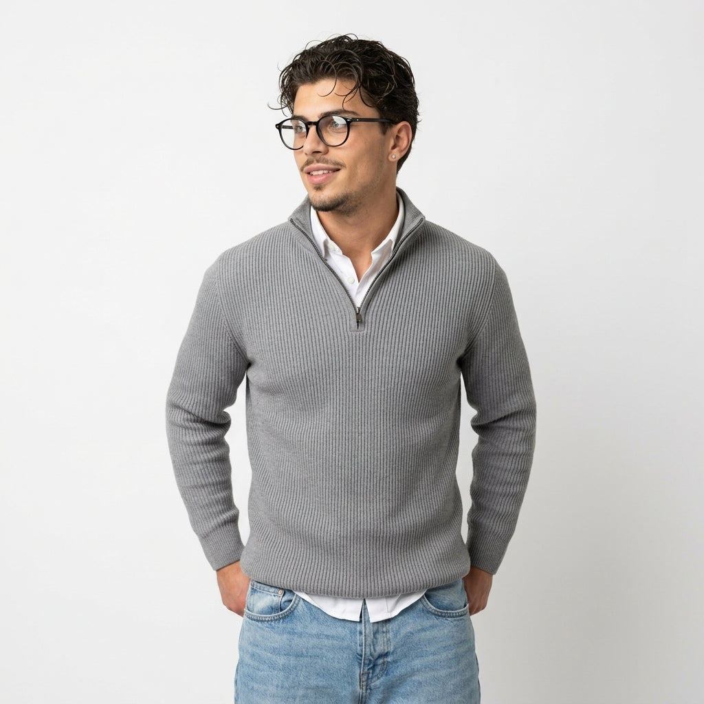 Men's half-zip knit sweater