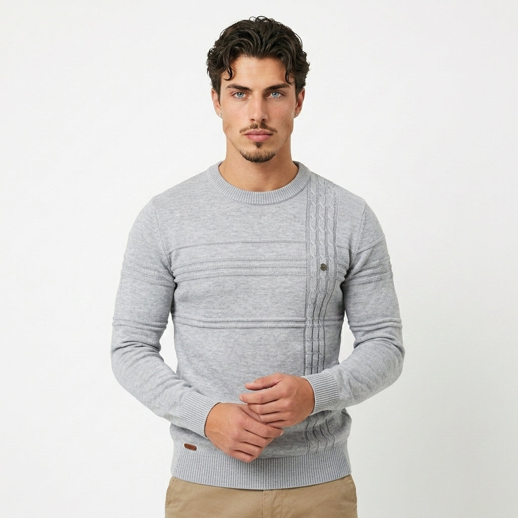 Jersey "Nordic" – Punto Algodón a Rayas, Cuello Redondo