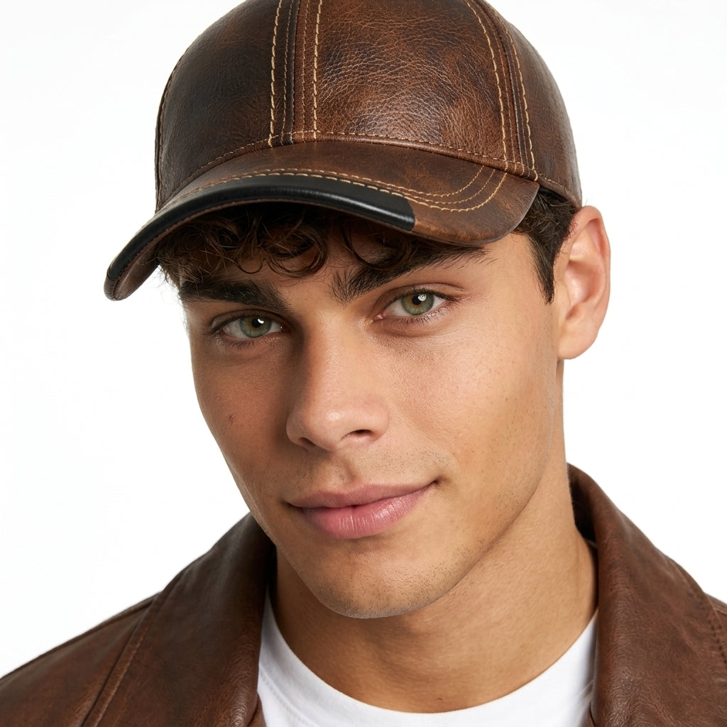 Gorra de Piel Vacuna para Hombre