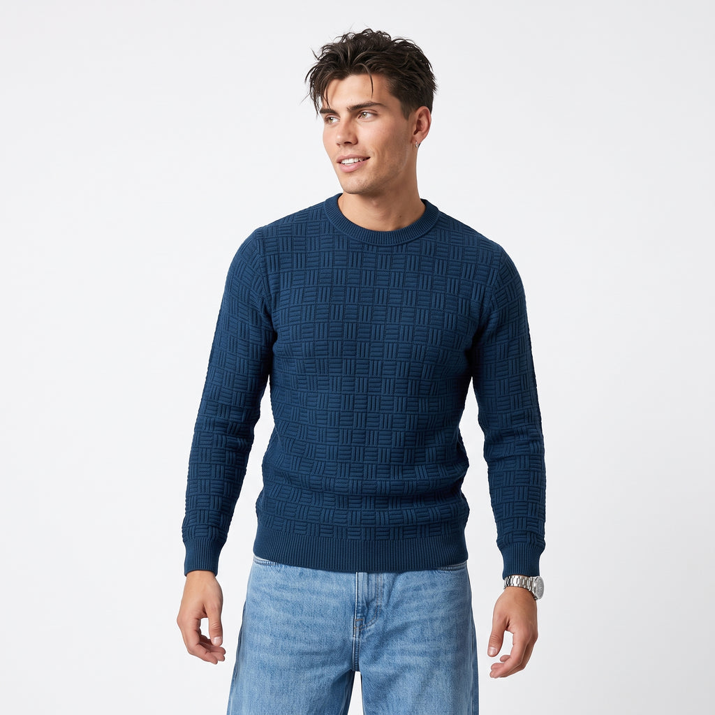 Men's Textured Crew-Neck Sweater