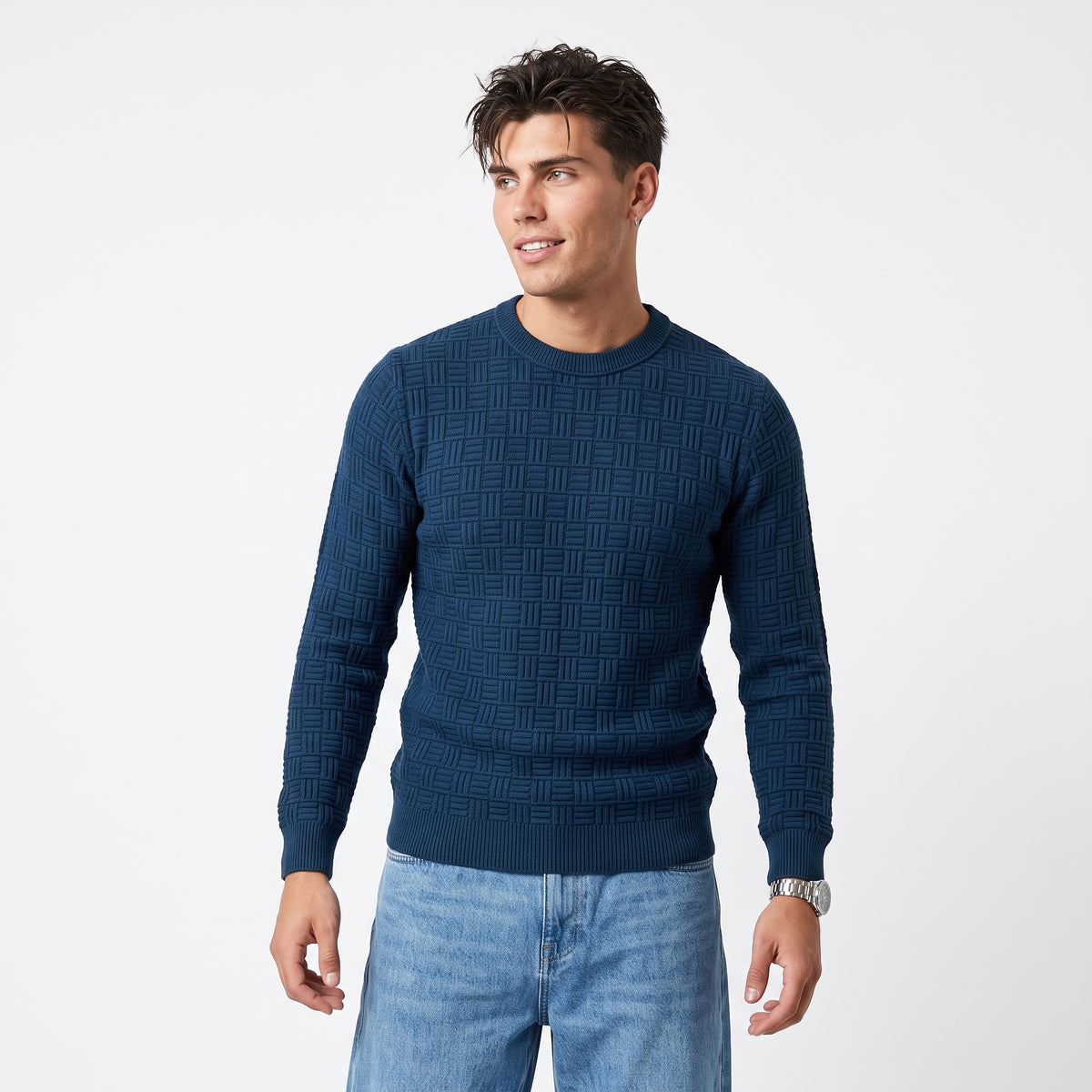 Men's Textured Crew-Neck Sweater
