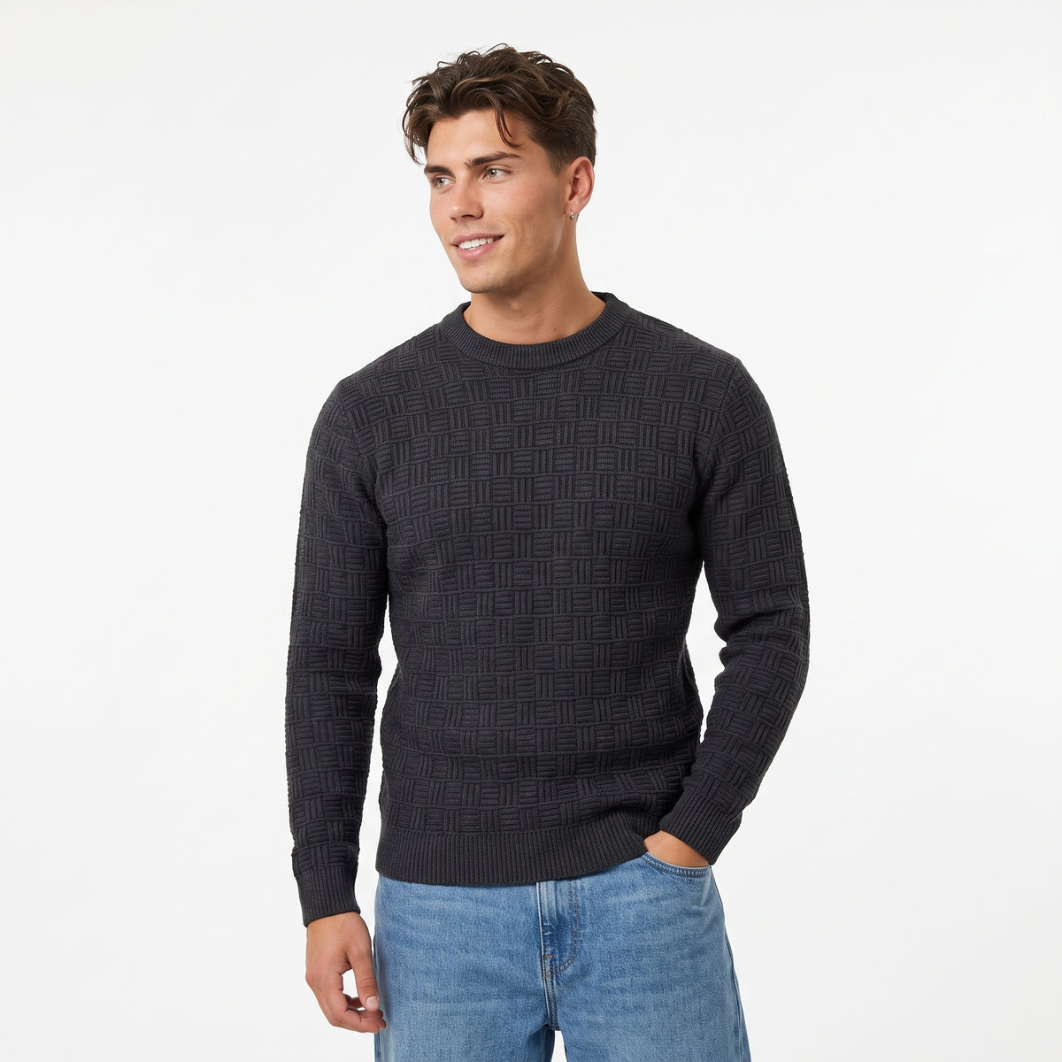 Men's Textured Crew-Neck Sweater