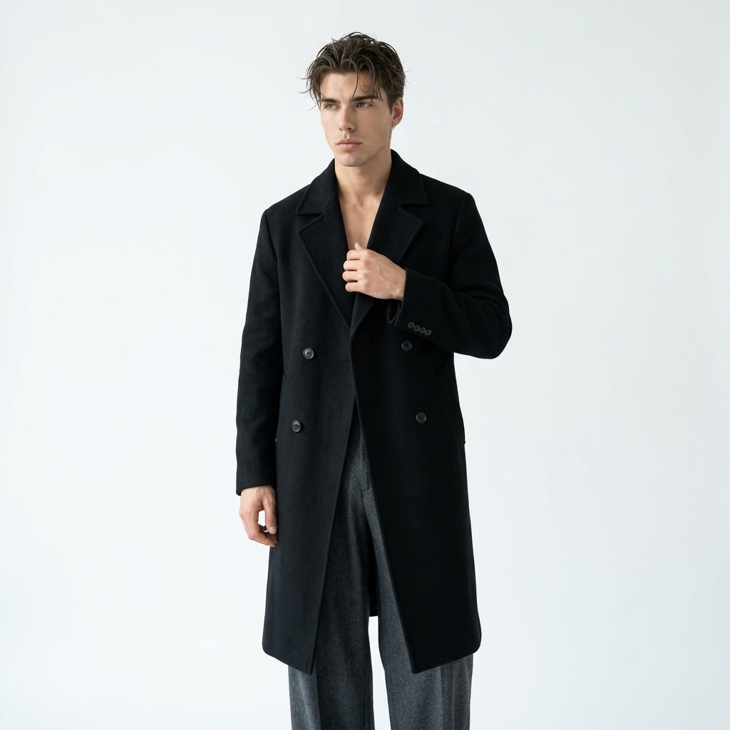 Long manteau en laine pour homme