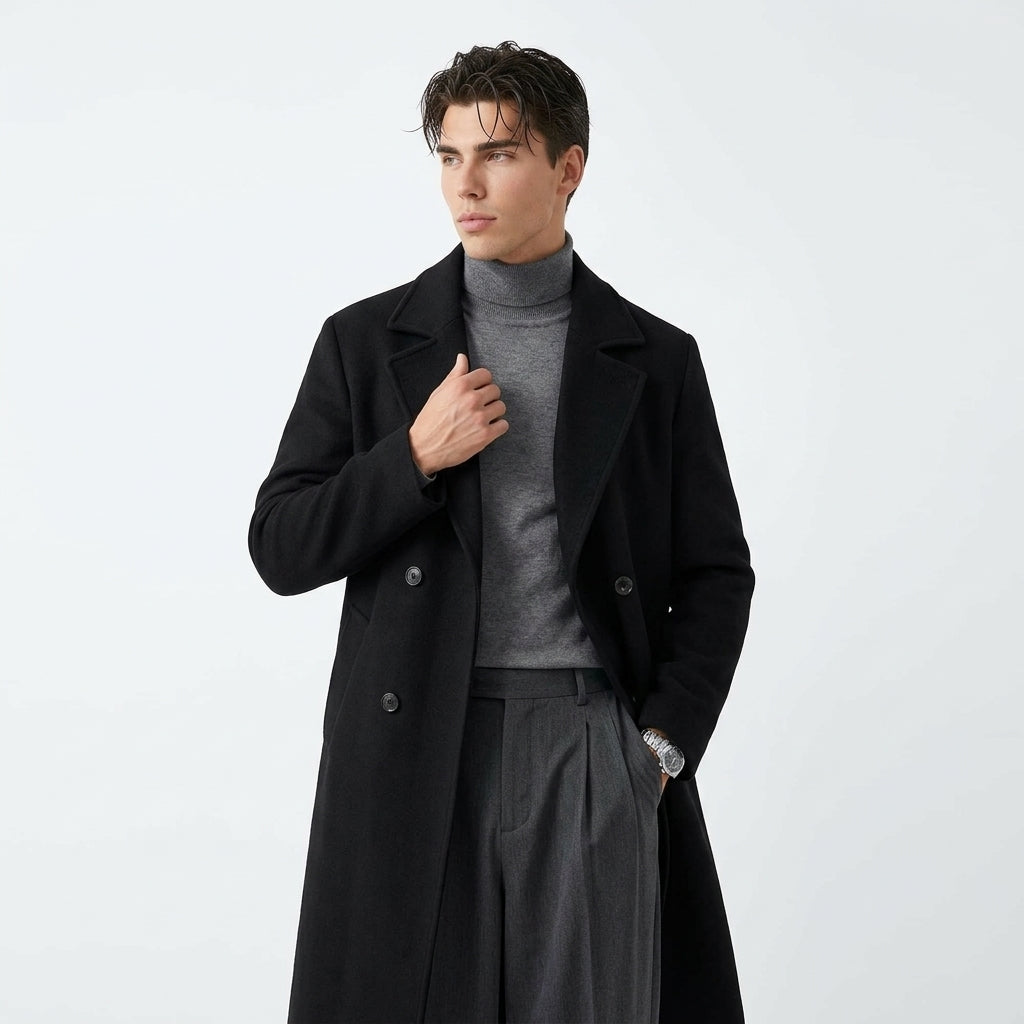 Long manteau en laine pour homme