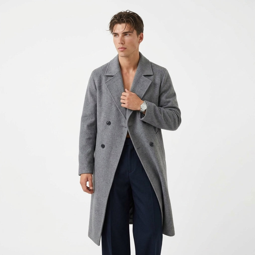 Long manteau en laine pour homme