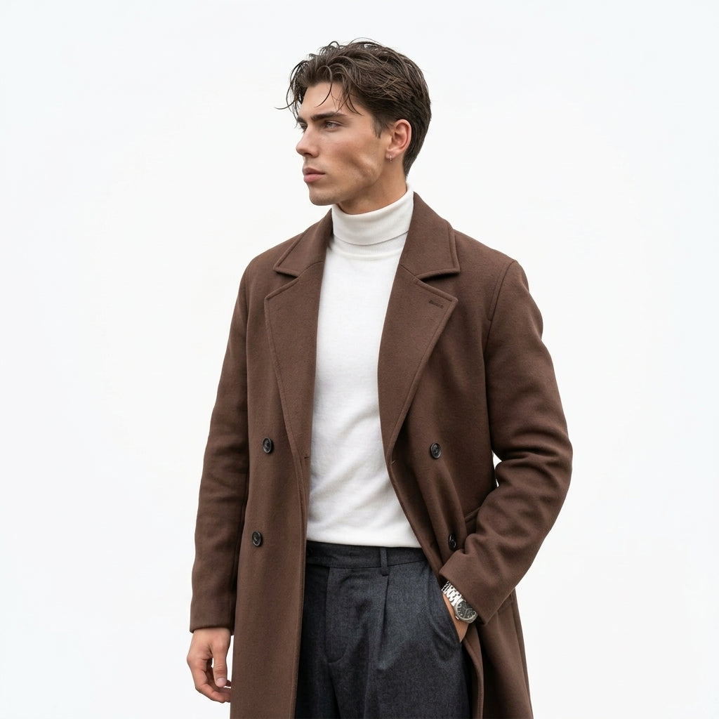 Long manteau en laine pour homme