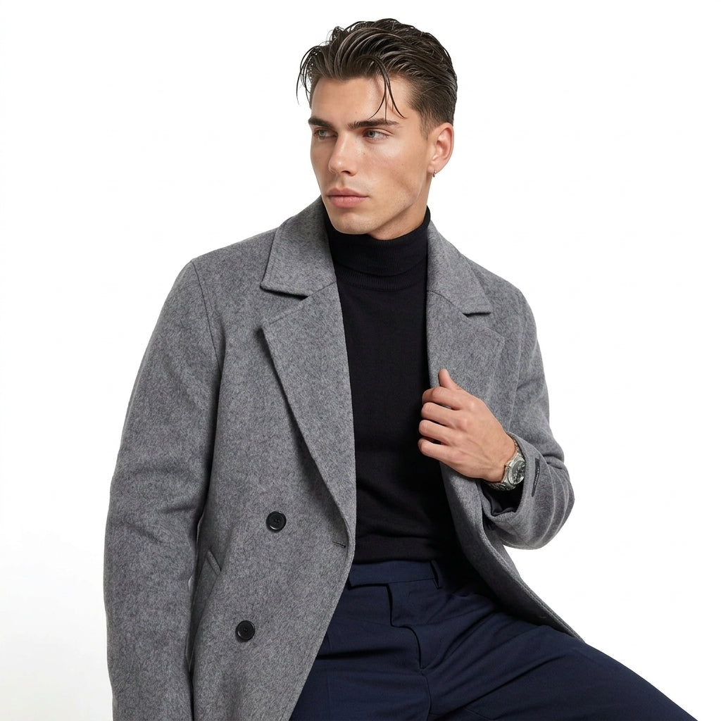 Long manteau en laine pour homme