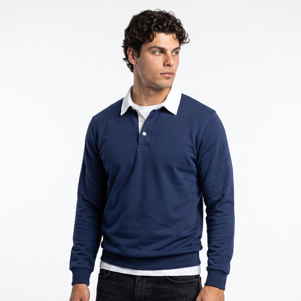 Sudadera Hombre Cuello Polo Algodón