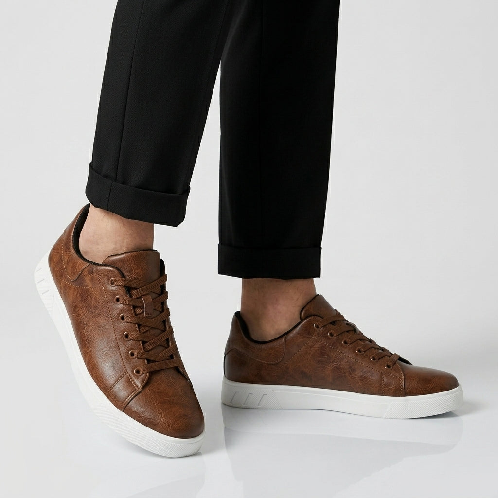 Zapos elegantes de Cuero Suela Blanca - Casual Hombre