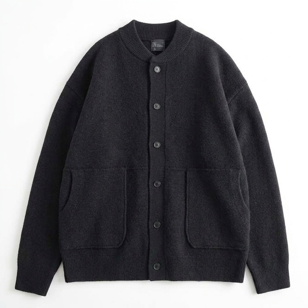 Preppy-style chunky knit cardigan