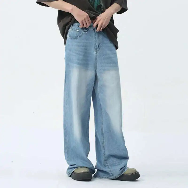 Pantalón Vaquero Hombre – Mezcla Algodón, Pierna Ancha Cómoda