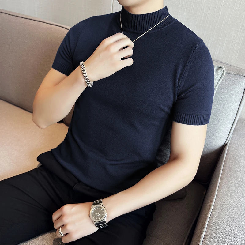 Suéter de Cuello Alto Hombre – Punto Ajustado, 5 Colores