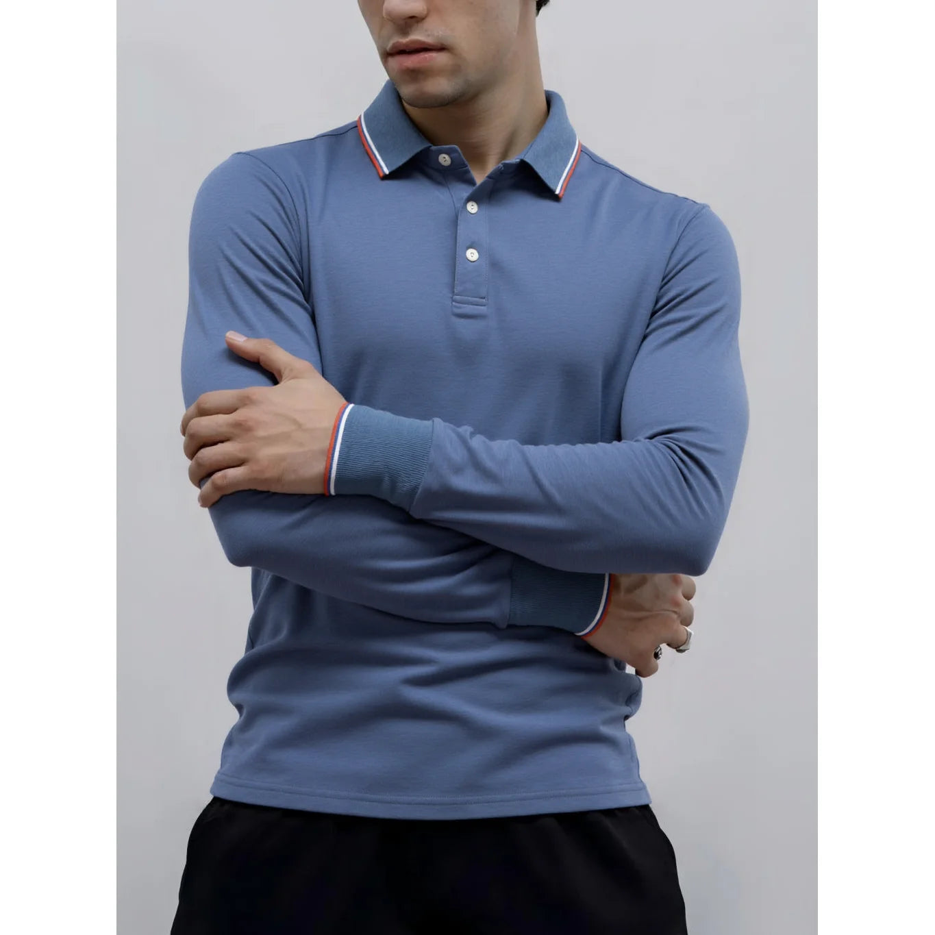 Polo "Henley Prestige" – Cuello Henley Manga Larga, Algodón Premium