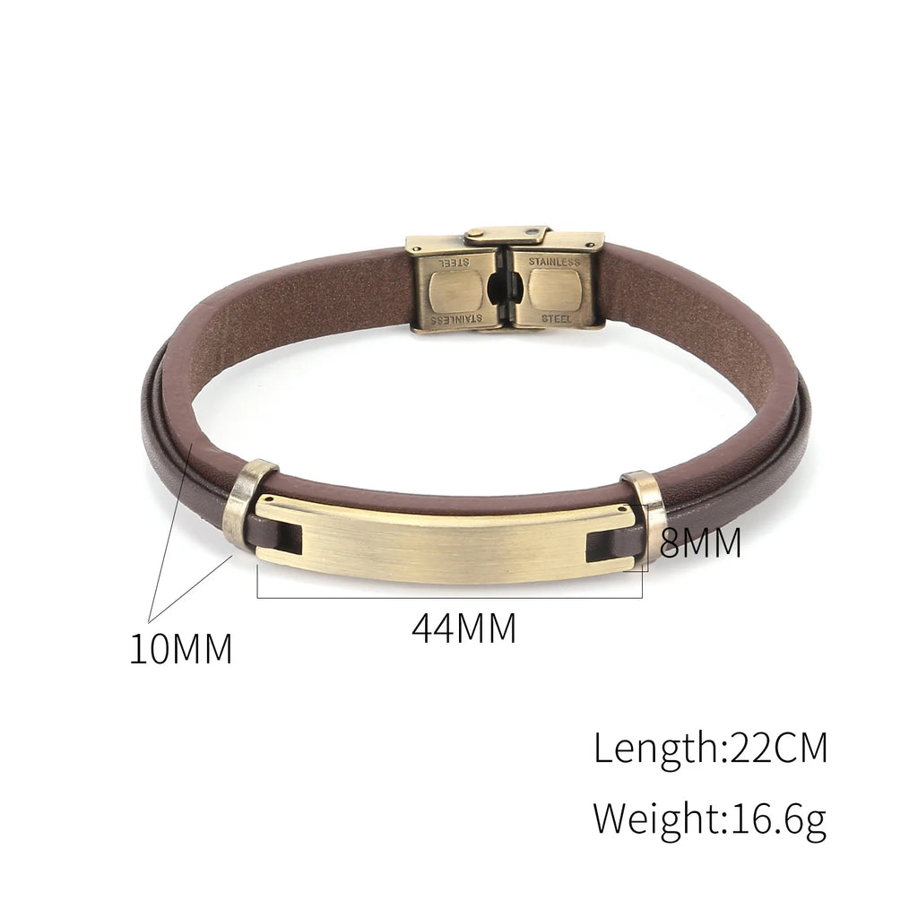 Pulsera Aran Geométrica Cuero y Acero