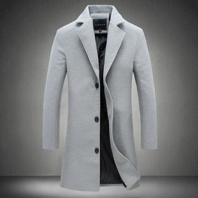 Abrigo "Bespoke" – Lana Mezcla Largo, Corte Business Casual