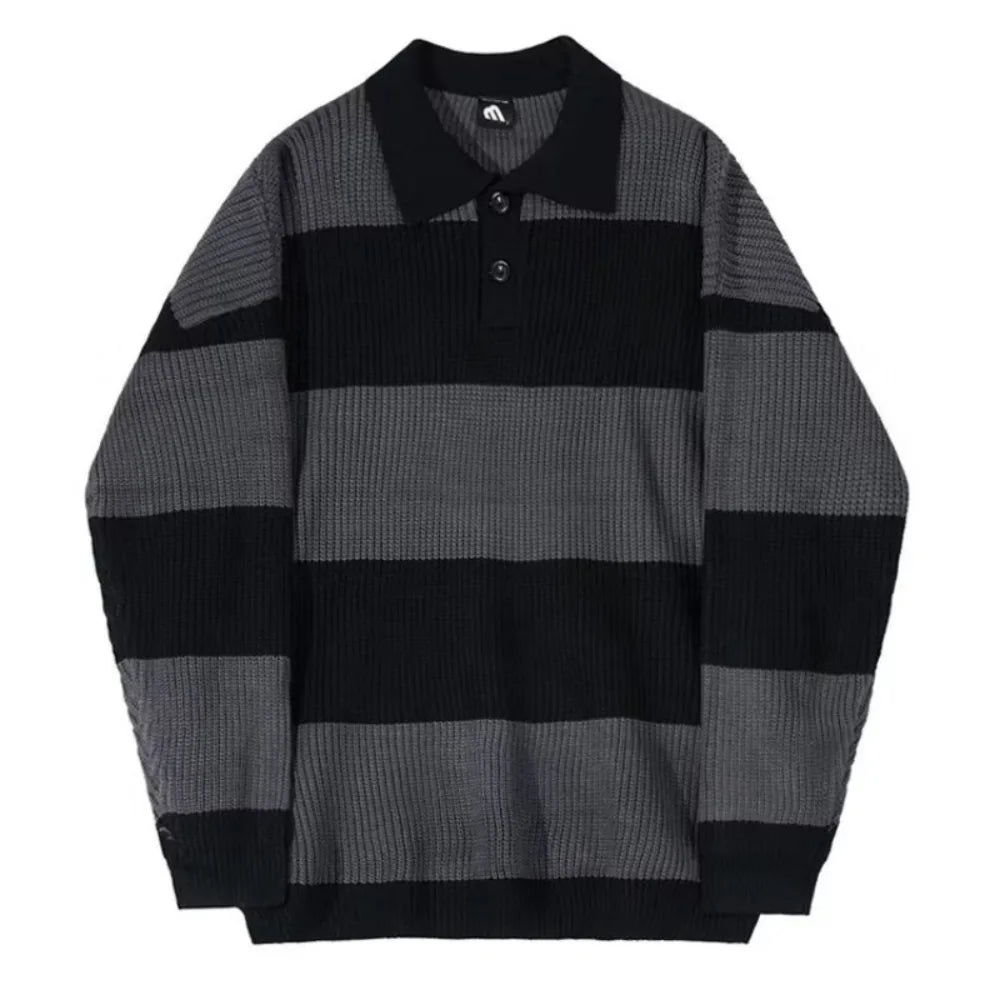 Jersey Rayas Cuello Polo Oversize Hombre