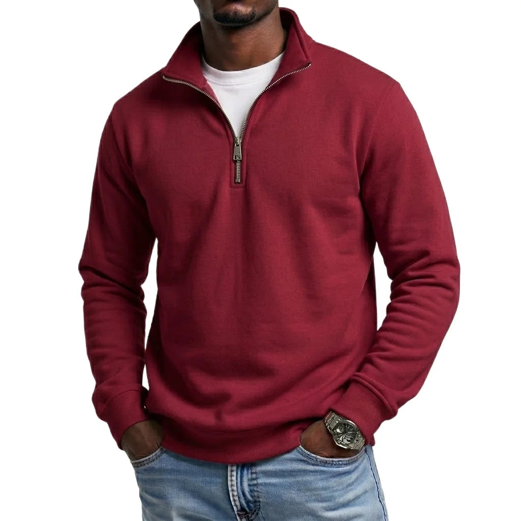 Sudadera "Half Zip" – Media Cremallera, Cuello Alto Casual