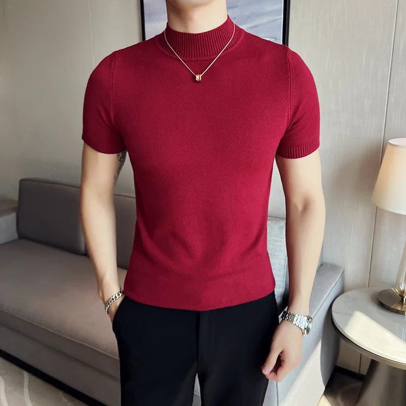 Suéter de Cuello Alto Hombre – Punto Ajustado, 5 Colores