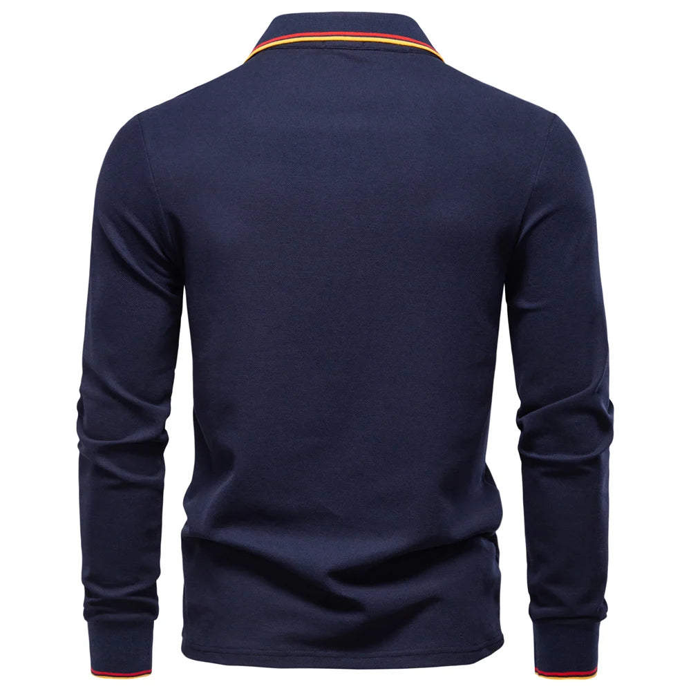 Polo "Henley Prestige" – Cuello Henley Manga Larga, Algodón Premium