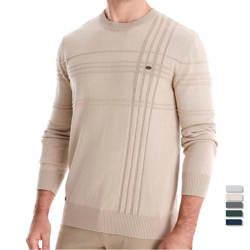 Jersey "Nordic" – Punto Algodón a Rayas, Cuello Redondo