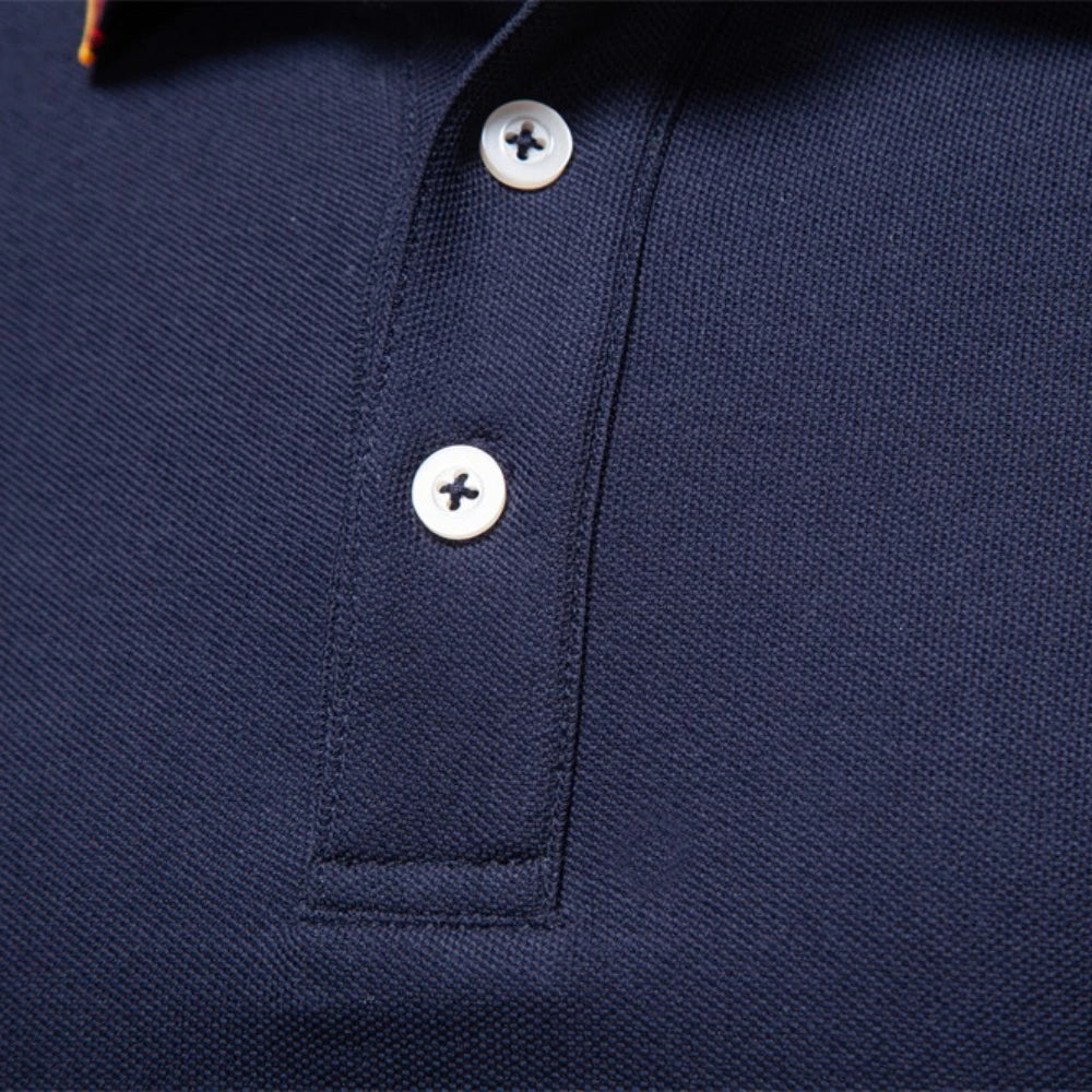 Polo "Henley Prestige" – Cuello Henley Manga Larga, Algodón Premium