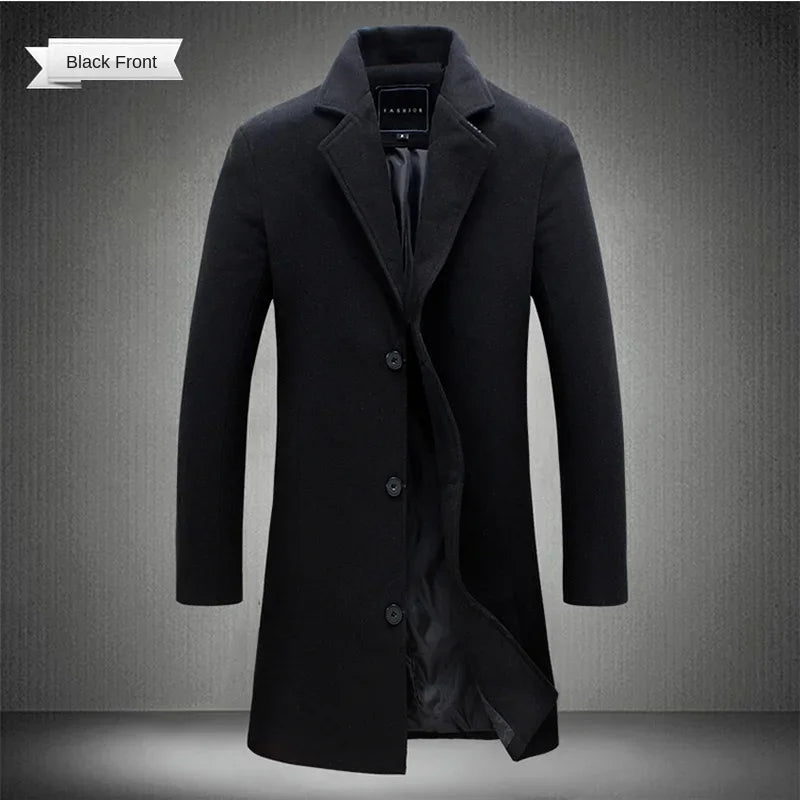Abrigo "Bespoke" – Lana Mezcla Largo, Corte Business Casual