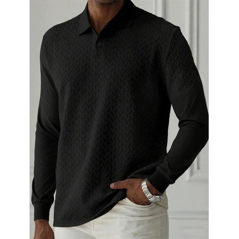Polo de Manga larga - Estructure con texturizado elegante.