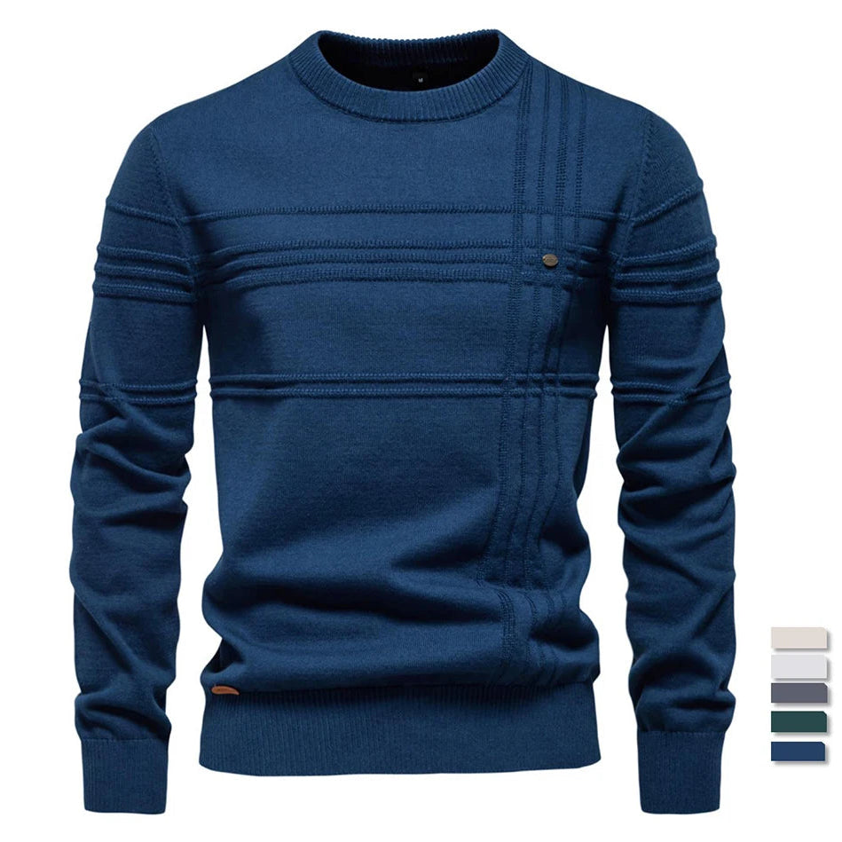 Jersey "Nordic" – Punto Algodón a Rayas, Cuello Redondo