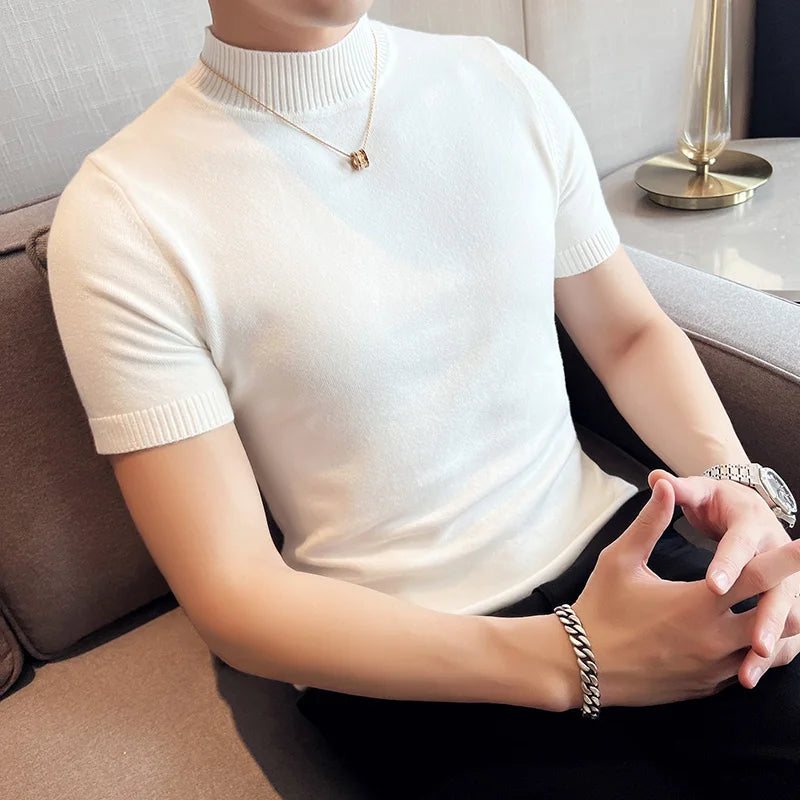Suéter de Cuello Alto Hombre – Punto Ajustado, 5 Colores