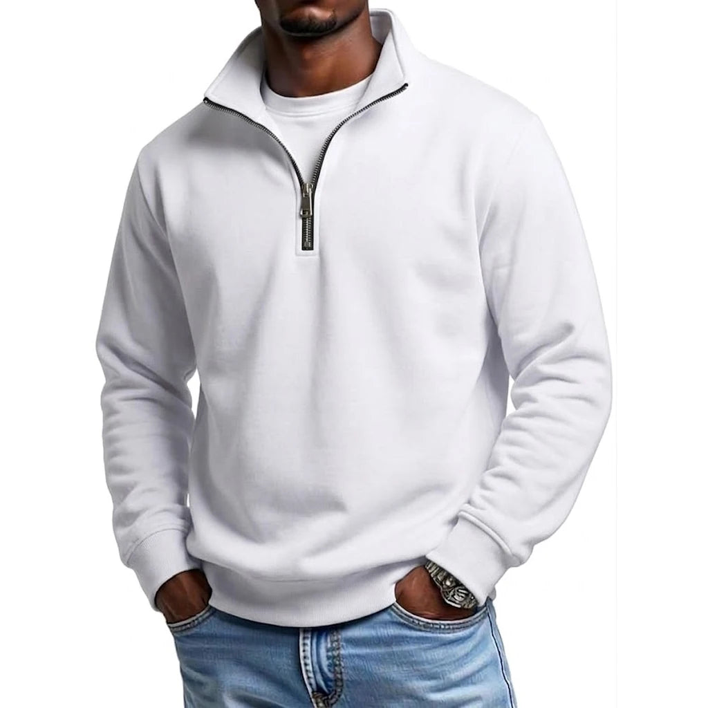Sudadera "Half Zip" – Media Cremallera, Cuello Alto Casual