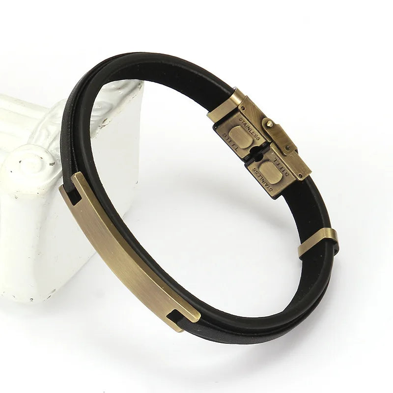 Pulsera Aran Geométrica Cuero y Acero