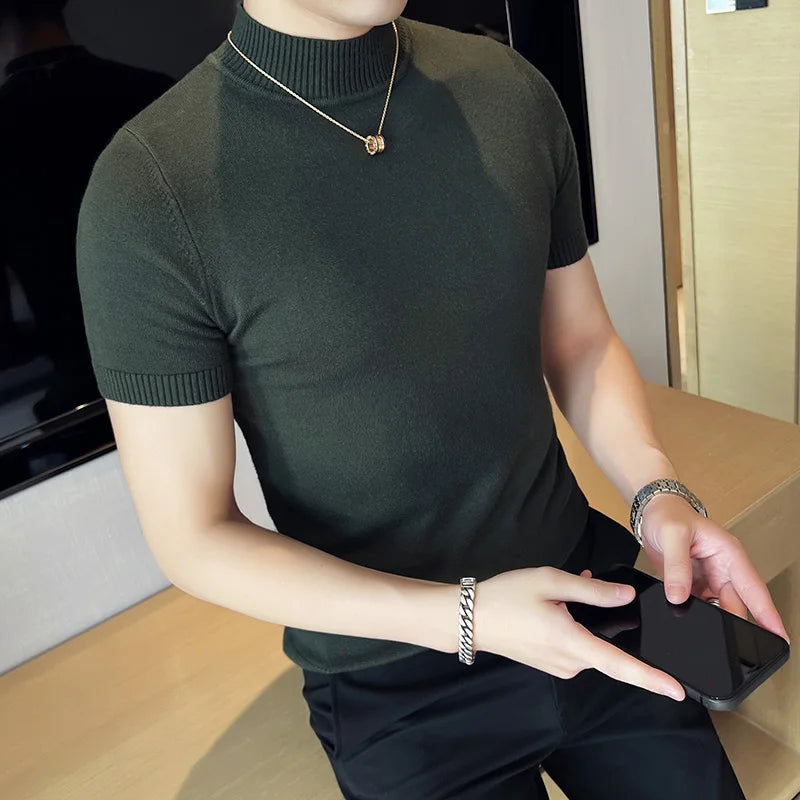 Suéter de Cuello Alto Hombre – Punto Ajustado, 5 Colores