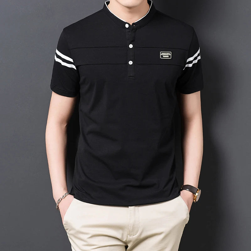 Polo Hombre Algodón Transpirable – Manga Corta, Cuello Mao