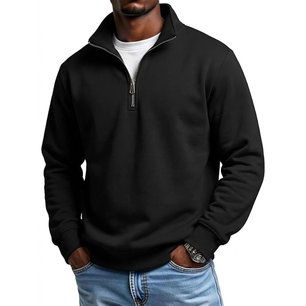 Sudadera "Half Zip" – Media Cremallera, Cuello Alto Casual