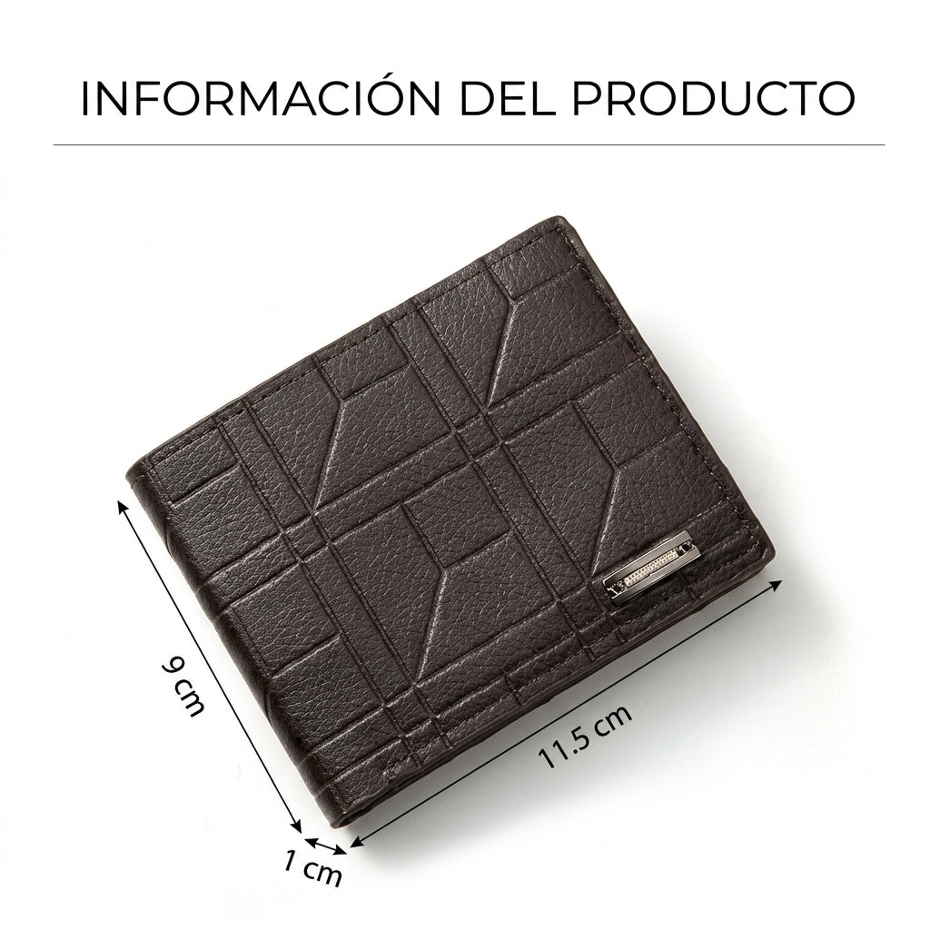 Cartera Cuero Plegable Tarjetero Múltiple Hombre