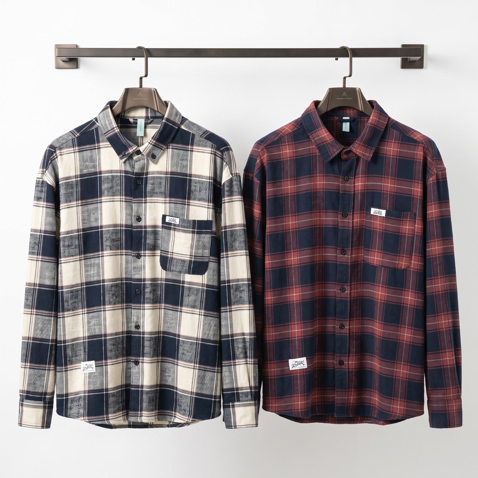 Camisa a Cuadros estilo Retro Algodón - Para Hombre